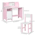 thumbnail image 3 of Qaba Ensemble Bureau et Chaise pour Enfants 2 Pcs avec Tableau Blanc, Rangement, Étagères, Rose, 3 of 9