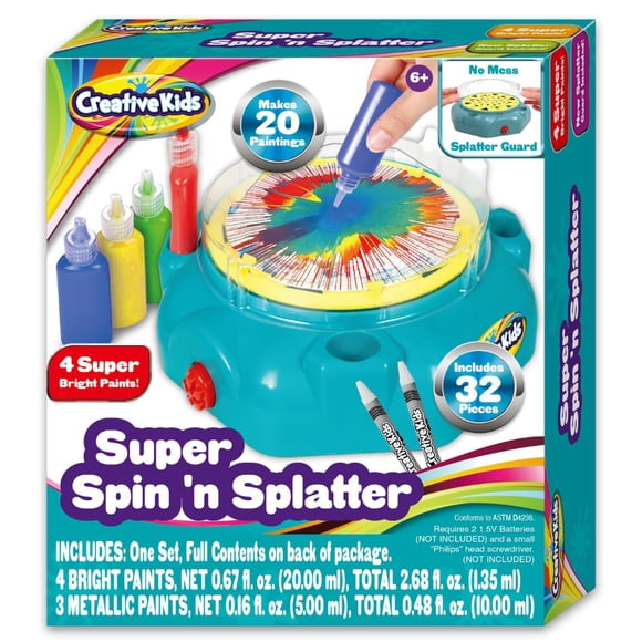 Creative Kids Super Spin 'n Splatter Art Machine Artas and Crafts for Boys and Girls Ages - Painting Spinner Toys for Kids - Gift Ideas 6 7 8 9 Ages