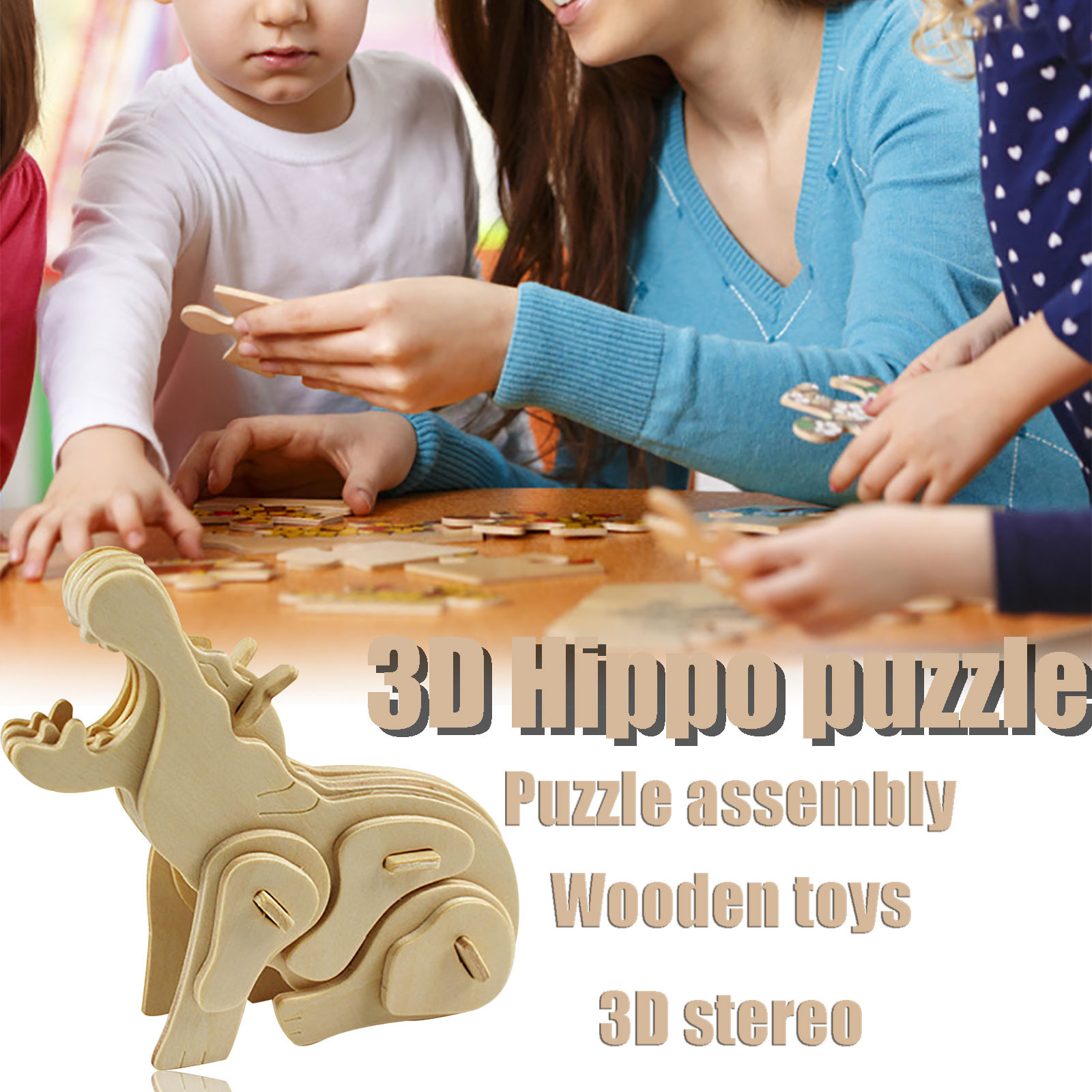 EGNMCR Child Three-dimensional DIY Woodiness Early ducation Toys Model Puzzle Wooden Puzzle Birthday Gifts for Kids