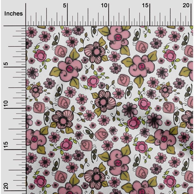 oneOone Polyester Lycra Medium Pink Fabric Florals Craft Projects Decor Fabric Printed By The Yard 56 Inch Wide