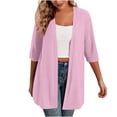 thumbnail image 1 of Timegard Cardigans for Women 1/2 Sleeve Open Front Lightweight Solid Color Casual Loose Jacket Tops, 1 of 7