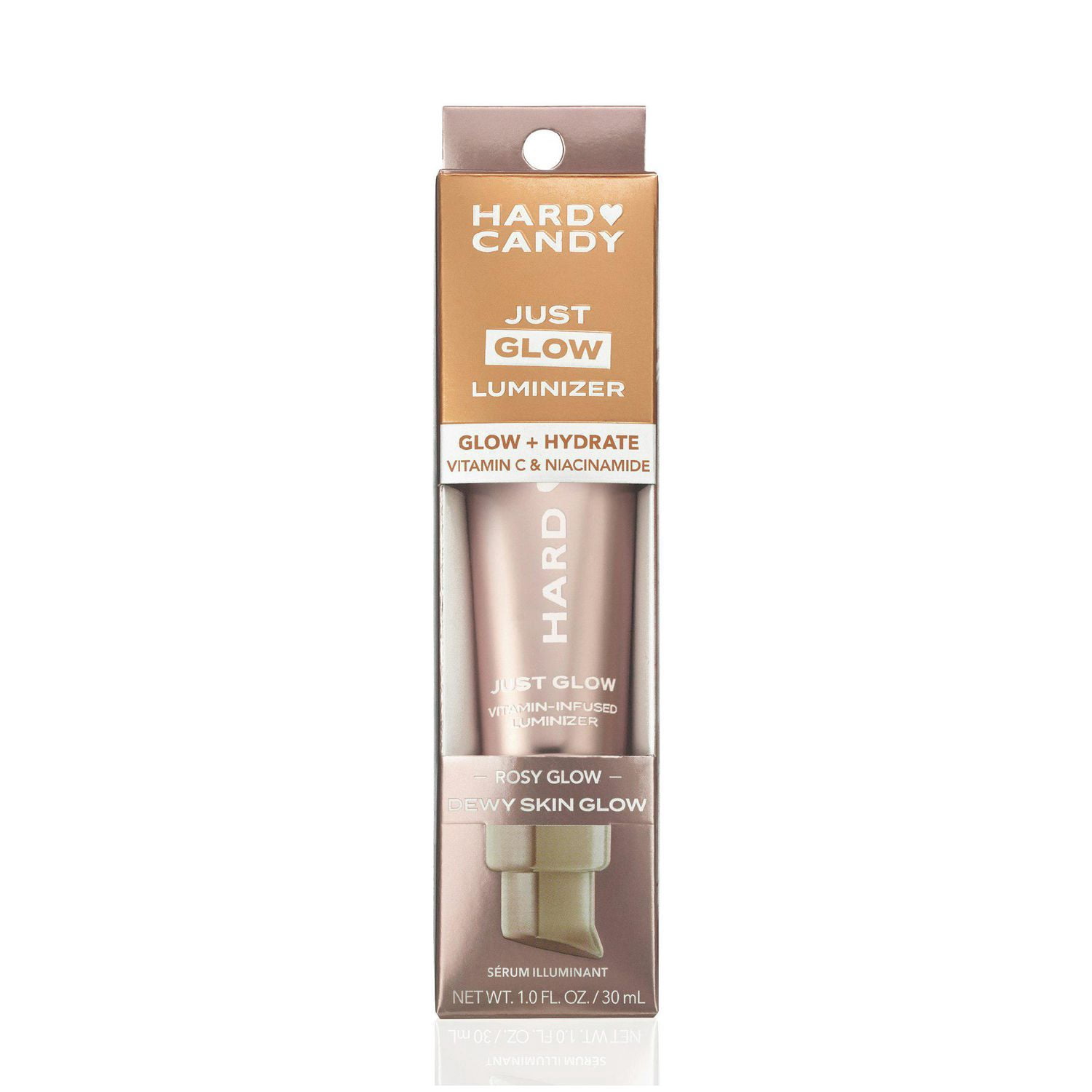 Hard Candy Just Glow Enlumineur pour le Visage – Couleur Transparente, Vitamine C & Niacinamide, Tous les Teints