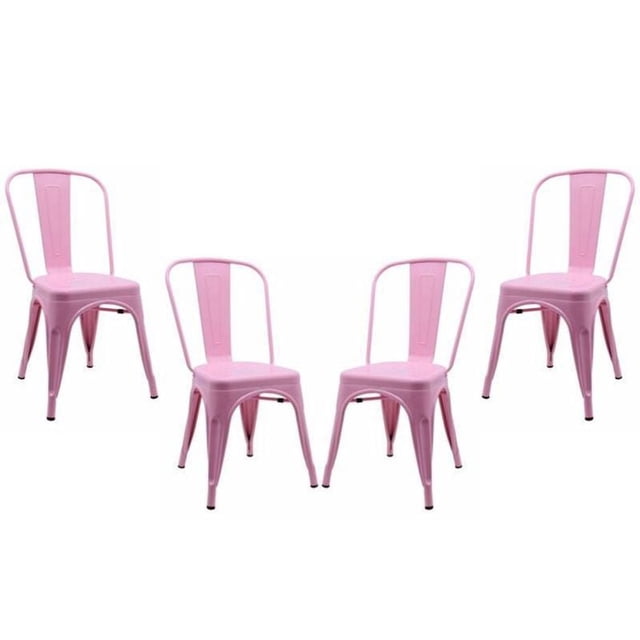 Tolix Roch Chaise de Salle à Manger en Métal Canon, Ensemble de 4 Chaises Latérales en Métal avec Cadre Industriel en Métal, Dossier Incurvé et Pieds Fuselés en Fini Métal Canon Mat, Conçu pour des Sièges de Cuisine et de Salle à Manger Durables, Convient Aussi comme Siège Polyvalent pour Diverses Pièces.