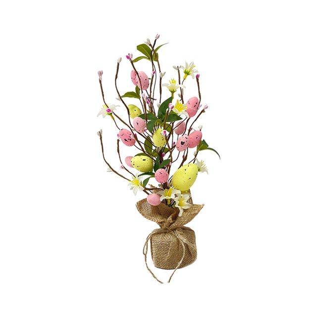 veasfak Mini Décor d'Œufs de Pâques avec Base en Toile de Jute Durable Arbre de Pâques