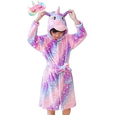Girls Boys Robe Cotton Towel Animal Unicorn Hooded Bathrobe