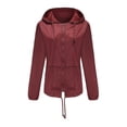 thumbnail image 2 of Dvkptbk Veste à Capuche pour Femmes, Veste de Pluie Unie, Vestes d'Extérieur, Imperméable à Capuche, Coupe-Vent, en Liquidation, 2 of 7