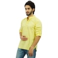 thumbnail image 4 of Atasi Kurta Ethnique pour Homme Jaune Col Mandarin Tunique en Coton Chemise-Grand, 4 of 6