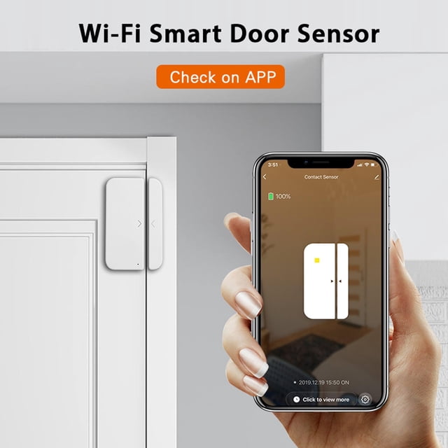 CEHVOM Wifi Door Sensor Remote Alarm Reminder Google- Linkage APP Alarm Situation Query,Clearance Deals