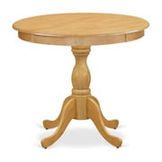 Bowery Hill Traditional Antique Wood Dining Table with Pedestal Legs in Oak