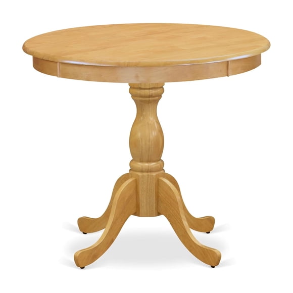 Bowery Hill Traditional Antique Wood Dining Table with Pedestal Legs in Oak