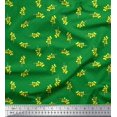 thumbnail image 1 of Soimoi Green Rayon Fabric Yellow Flower & Dots Decor Fabric Printed Yard 56 Inch Wide, 1 of 5
