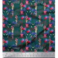 thumbnail image 1 of Soimoi Moss Georgette Fabric Women,Balloon & Firecrackers Party Print Fabric by The Yard 42 Inch Wide, 1 of 3
