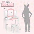 thumbnail image 2 of Gymax Kids Vanity Princess Makeup Dressing Table Chair Set W/ Tri-folding Mirror White, 2 of 10