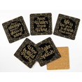 thumbnail image 2 of Inkdotpot Set of 6 Drink Coasters DecorativeNon,SlipCork Base4-inch Square PrintedCoastersEasy Clean- Wine Quote, 2 of 8