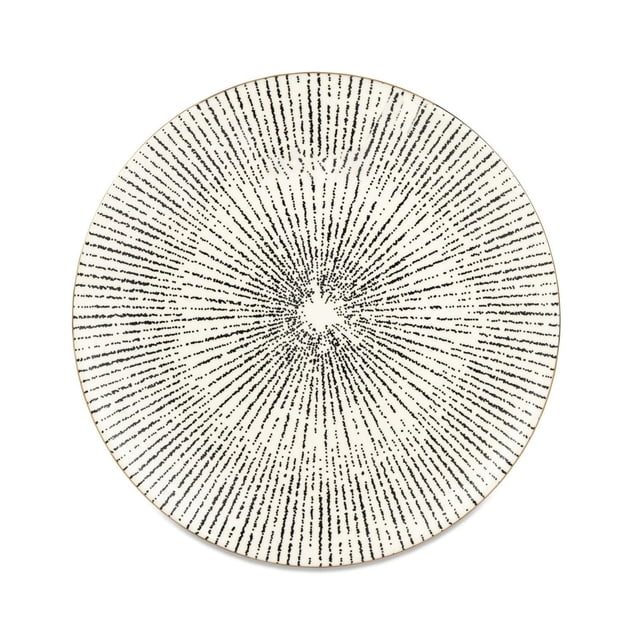 Thyme & Table Assiette à Salade en Grès, Collection Riley, Présentant une Assiette Ronde en Céramique Blanche avec un Motif à Pois Radiaux Noirs, durable et Compatible Micro-Ondes, Parfaite pour les Salades, les hors-D'œuvre, les desserts Ou pour Servir de Petites Collations.