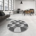 thumbnail image 4 of Ahgly Company Tapis de Zone Rond d'Intérieur Lavable à la Machine, Style Transitionnel, Gris Argenté, 5 Pieds Rond, 4 of 7