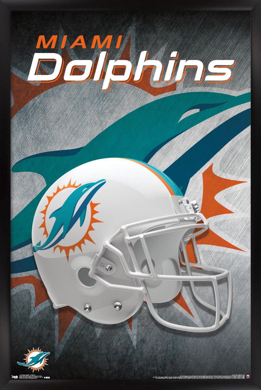 NFL Miami Dolphins - Helmet 18 Wall Poster, 14.725" x 22.375" Framed