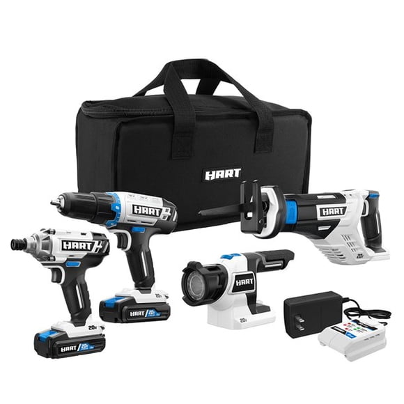 Refurbished Hart HPCK252B 20-Volt Cordless Brushless Drill and Impact Combo Kit with 10-inch Storage Bag, (2) 2.0Ah Lithium-Ion Batteries