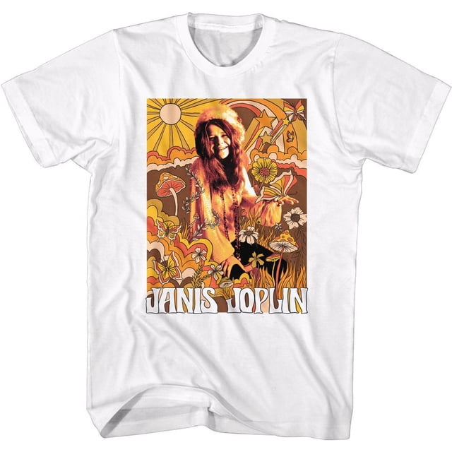 Janis Joplin T-Shirt pour Adulte Blanc à Motif Dessiné sur Image 5TG