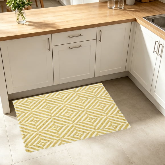 Woven Texture Door Mat Soft Absorbent Non-Slide Bathroom Mat for Kitchen Living Room