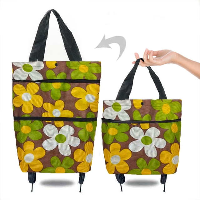 Sac à Roues de Magasinage Portable Sac de Traction Sac à Roulettes Télescopique Sac de Magasinage de Supermarché Chariot de Magasinage Sac à Dos Pliable