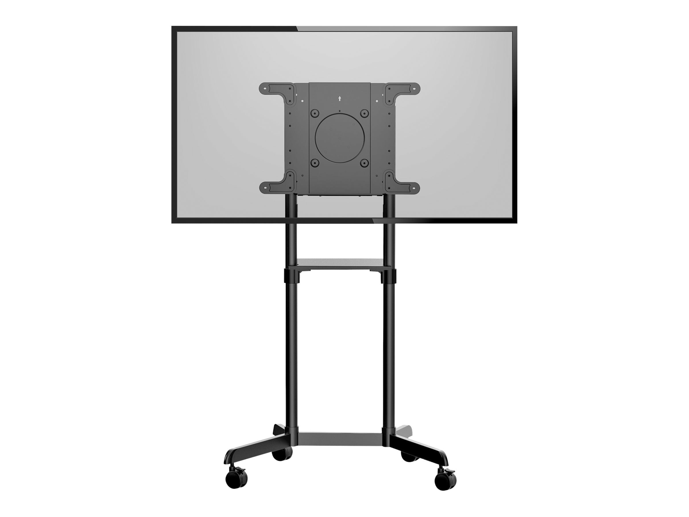 StarTech.com Mobile TV Cart, Portable Rolling TV Stand for 37-70" VESA Display (154lb/70kg), with Shelf & Storage Compartment, Rotate/Tilt Display, Universal TV Mount on Casters/Wheels - Mobile TV Stand w/ Casters (MBLTVSTNDEC) - Cart - for flat pane