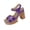 Purple, variant on HTHLVMD Platform Heel Sandals, Chunky Heel Shoes, Women's Metallic Pu Chunky Heel Sandals – Platform Block Heels With Adjustable Buckle, Comfortable Wedding Party Dress Pump Sandal, Gold 8
