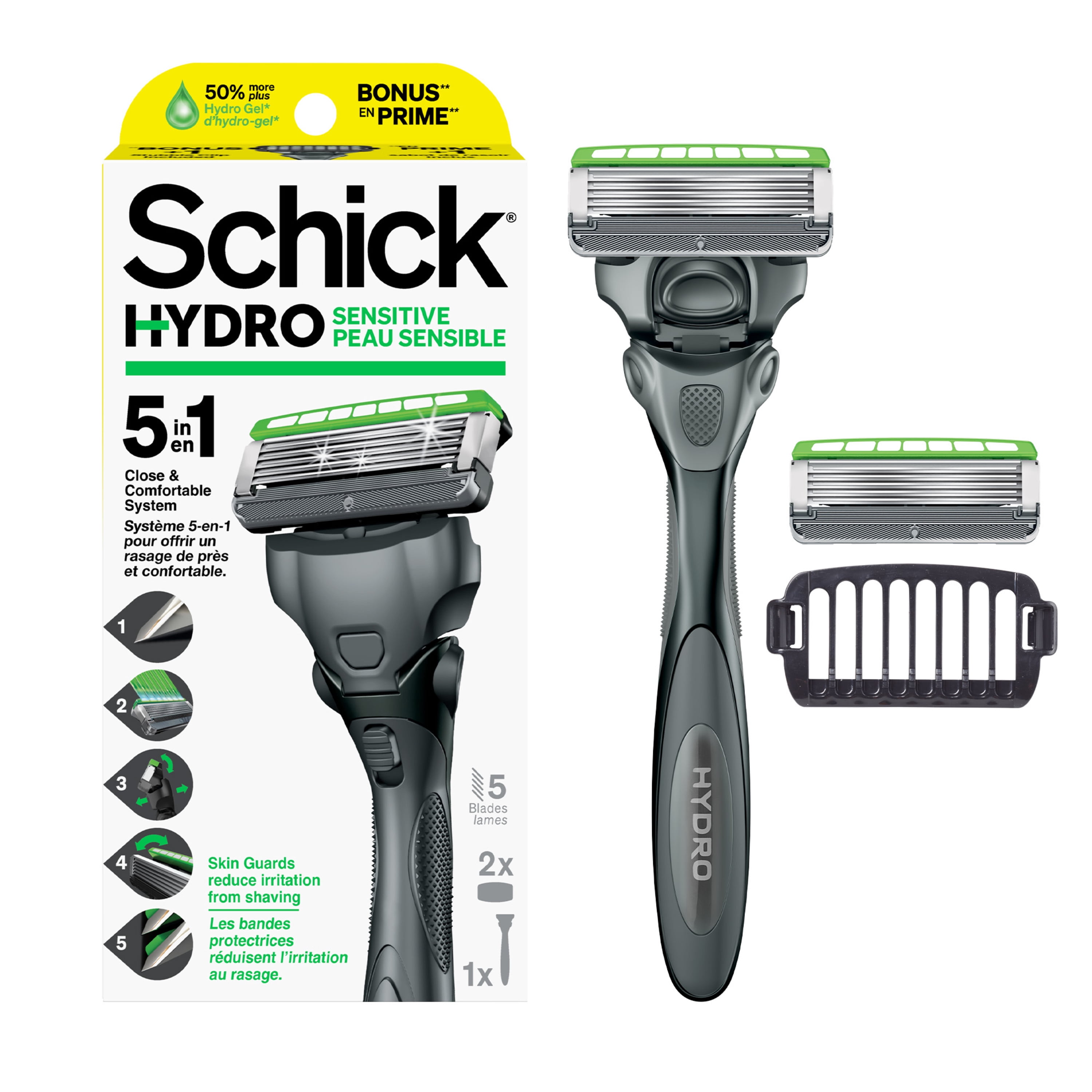 Schick シック インジェク MENS KIT MK-280 Schick Hydro Sensitive Men's Razor with Bonus Stubble Clip