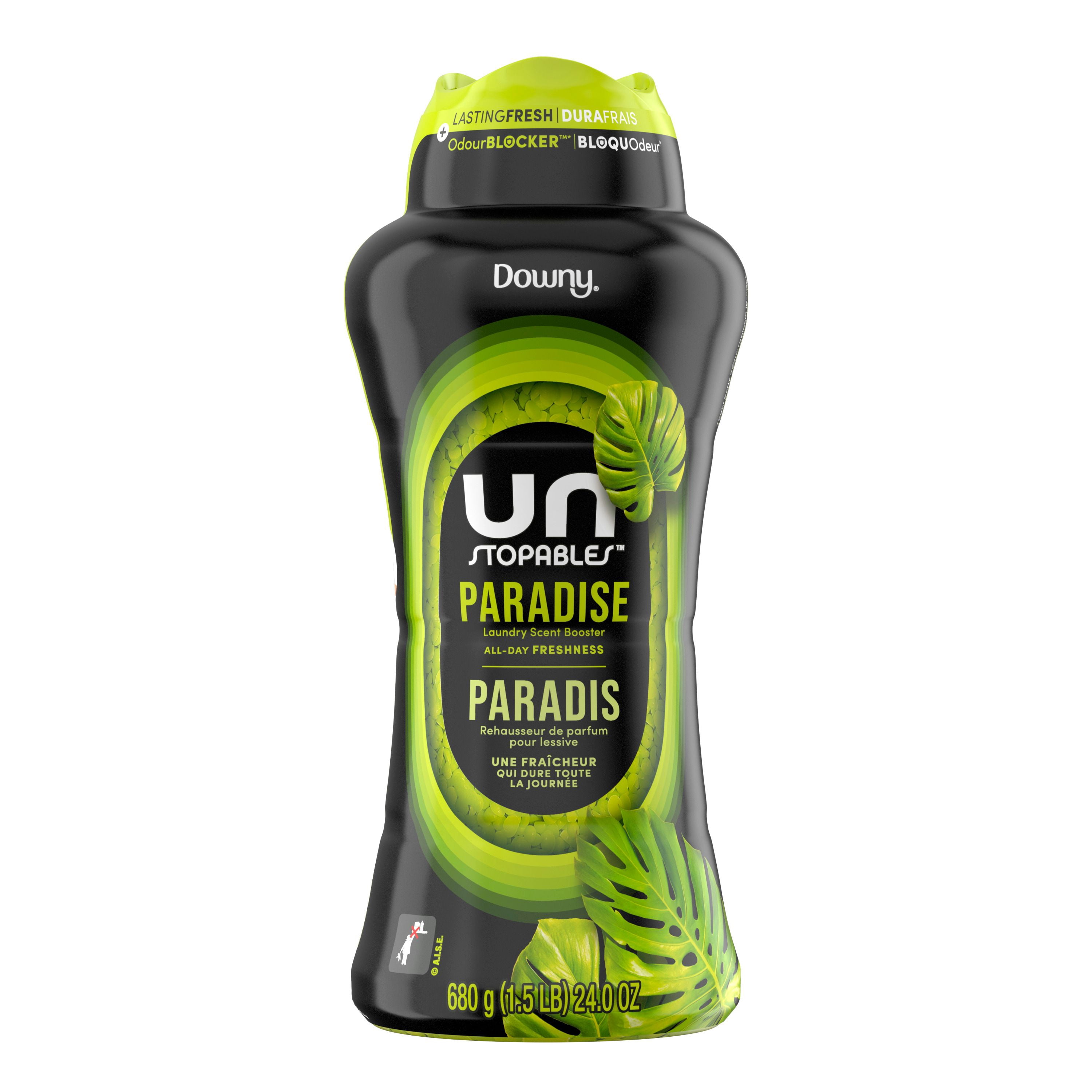 Perles de rehausseur de parfum pour lessive Downy Unstopables, parfum Paradis, perles pour la lessive pour protéger contre les odeurs, perles rehausse-parfum Downy, rehausseurs de parfum pour lessive