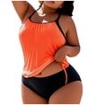 thumbnail image 1 of FAVIPT Plus Size Tummy Control Tankini for Women 2 Piece Ruched Drawstring Swimwear Tropical Beach Comfy Bathing Suit Yellow,XXXXXL, 1 of 5