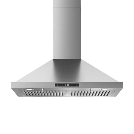 Vikio Home Wall Mount Range Hood 30 Inch 580 Cfm Ducted/Ductless Convertible Stainless Steel Kitchen Vent Hood With 3-Speed Fan And Led Lights