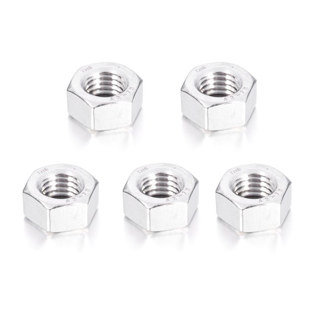 yeacher Stainless Steel M12 Hex Nut Set - 5PCS, Smooth Surface, Durable, DIN934 A2 Grade, Zinc Plated, Various Sizes Available