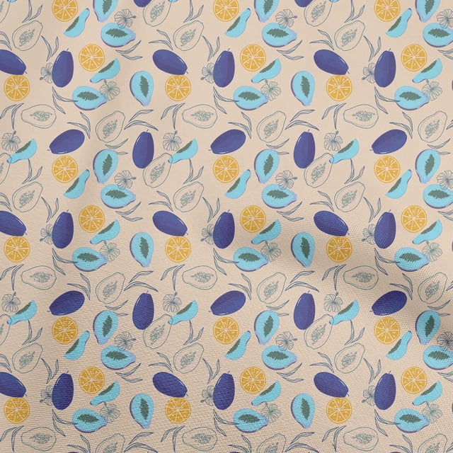 oneOone Cotton Silk Beige Fabric Pear Sewing Craft Projects Fabric Prints By Yard 42 Inch Wide