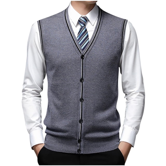 JMYHOAM Sweater Vest Men Cardigan Sweaters for Men Men's Casual Solid Color Sleeveless Wool Knitted Cardigan M-XXXL