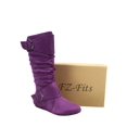 thumbnail image 2 of Bottes Mi-Mollet à Bout Rond pour Femmes Zone 70, Confort, Fermeture Éclair, Boucle, Style Plissé Décontracté, Talon Plat ( Violet, 9), 2 of 2