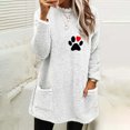 thumbnail image 1 of Hauts Mignons pour Femmes Col Rond et Hiver Ample Imprimé Poche Chaud Manches Longues Blouse Hauts Chemises Femmes en Solde, 1 of 4