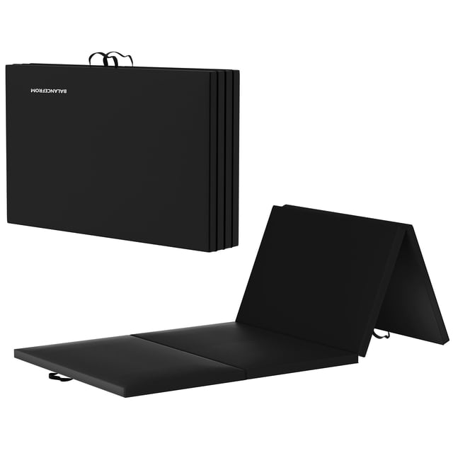 BalanceFrom Tapis de Gymnastique Pliant Polyvalent à 4 Panneaux, 8 Pi x 4 Pi x 2 Po, Noir