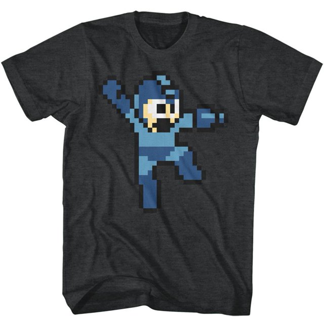Mega Man Jumpman Black Heather Adult T-Shirt 3Xlt