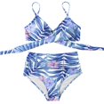thumbnail image 2 of Femmes Croisent la Taille Haute String Imprimé Floral 2 Pièces Maillot de Bain, 2 of 4