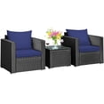 thumbnail image 1 of Patiojoy 3PCS Patio Rattan Furniture Conversation Set with 2 Cushioned Sofas & Coffee Table for Outdoor Navy, 1 of 10