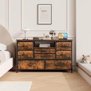 Kojooin TV Stand Dresser for Bedroom with 8 Fabric Drawer,Entertainment Center for 55 Inch Television, Media Console Table with Storage, Open Shelf, Adjustable Feet, Living Room Furniture