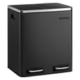 thumbnail image 2 of SONGMICS Garbage Can, 2 x 4 Gallon (2 x 15 L) Trash Can, Recycle Bin with Soft-Close Lids, Pedals, and Inner Buckets for Kitchen, Stainless Steel, Black, 2 of 6