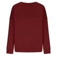 thumbnail image 3 of Mefallenssiah Mode Femmes Décontracté Manches Longues Col Rond Chandail Ample pour Dames Hauts Blouse Bourgogne TTG, 3 of 5