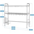 thumbnail image 3 of Over The Sink Dish Drying Rack,2 Tier 304 Stainless Steel Dish Rack Over Sink with Utensil Holder Cutting Board Holder for Kitchen Counter (Silver), 3 of 8