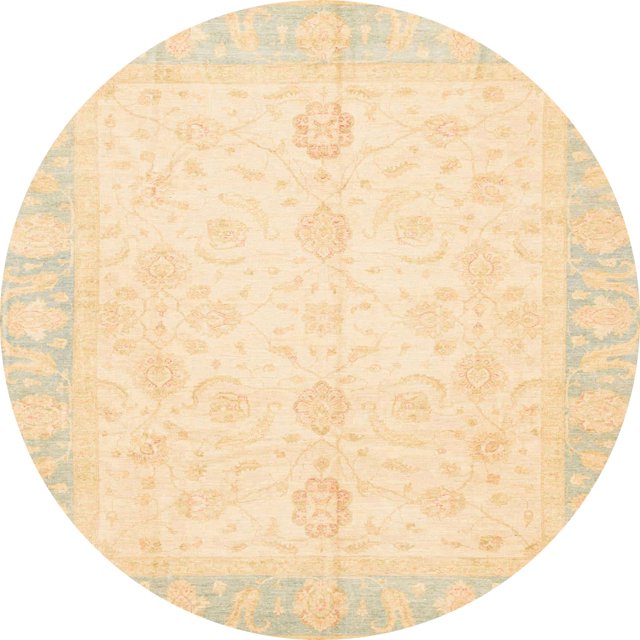 Ahgly Company Indoor Round Abstract Khaki Gold Oriental Area Rugs, 8' Round
