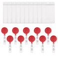 thumbnail image 1 of MUKA 50 Pack Solid Color Retracting Badge Reel with Vertical Style Clear ID Card Holders Sets, 1 of 8