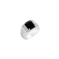 thumbnail image 3 of RYLOS Men's Rings 14K White Gold Designer Style 10X8MM Emerald Cut Shape Gemstone & Diamonds Onyx October Birthstone Rings For Men Size 11, 3 of 4