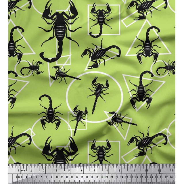 Soimoi Tissu Poly Georgette Formes Géométriques et Tissu Imprimé Scorpion au Mètre 52 Pouces de Large