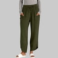 thumbnail image 2 of Sentmoon Women Linen Pants Solid Color Drawstring Elastic Waist Travel Outfits for Women Oversized Relaxed Fit Summer Clothes for Women with Pocket for Work and Office, 2 of 7