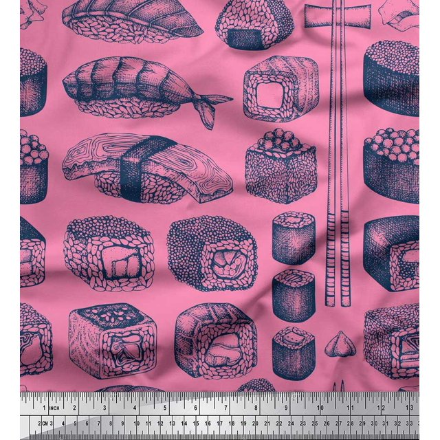 Soimoi Rayon Fabric Grains & Fish Food Print Fabric by Yard 56 Inch Wide